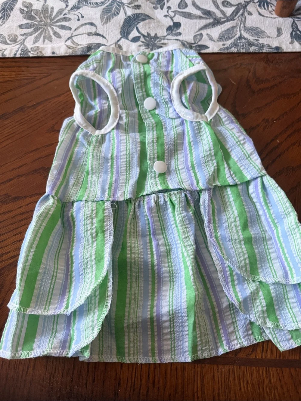 Dog's' Striped Sleeveless Dress with Blue Bow - Set of 2/size L  New